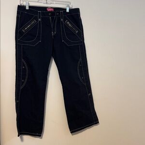 BCBGirls Dark Blue Pants. Says size 10 but a skinny leg so I’d say more size 6